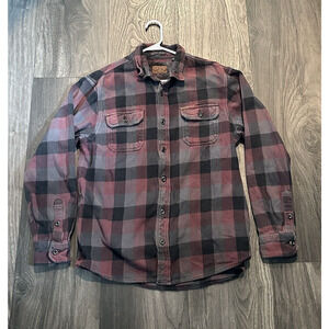 Orvis Shirt Mens Large Purple Black Lumberjack Flannel ButtonUp Heavy Plaid READ